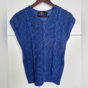 David Brett Blue Cable Knit Sweater Vest, Medium